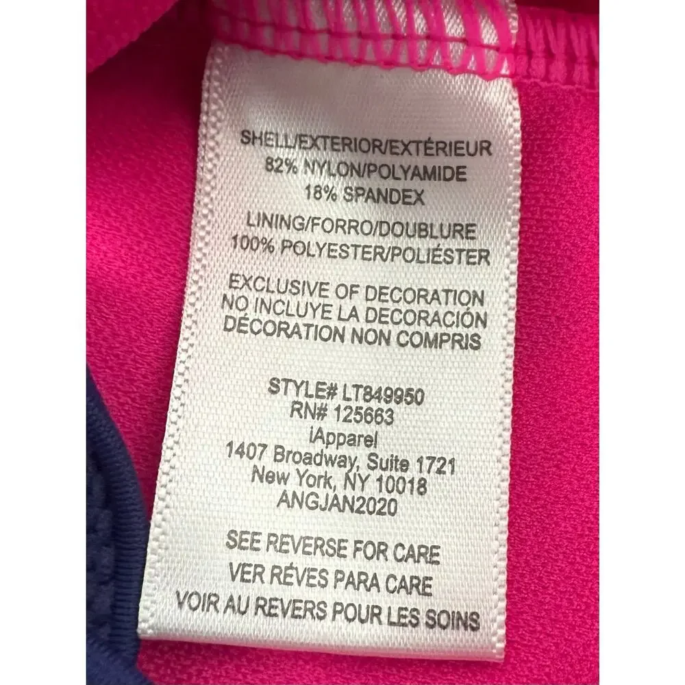 Limited Too Girls 5/6 One Piece Swimsuit & Rash Guard Top Set Pink Blue